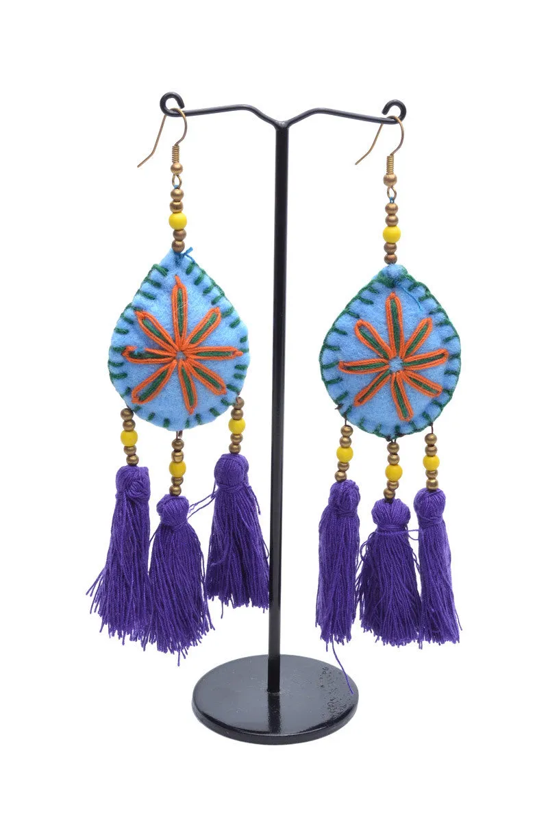 Embellished 3 Tassel Earrings