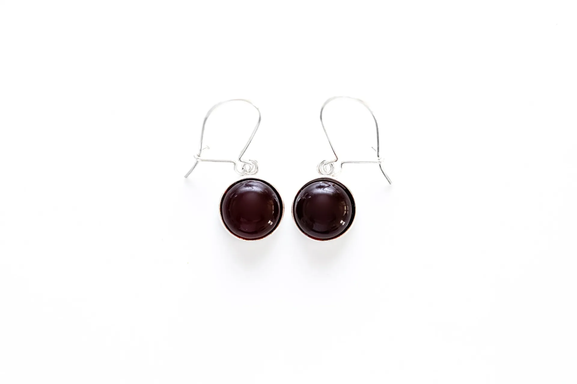 ESSENTIALS Cherry Red Amber Drop Earrings - Minimalist Amber Jewelry