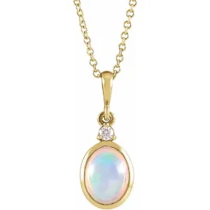 Ethiopian Opal & .015 CT Diamond 16-18" Necklace