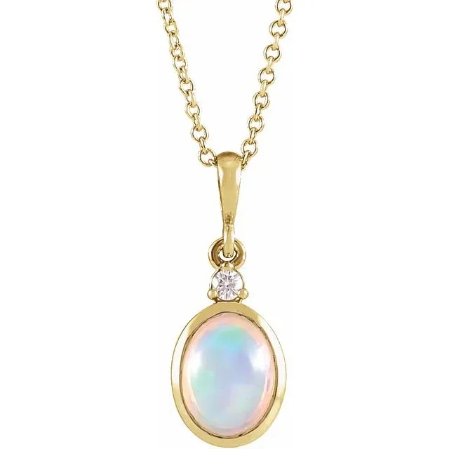 Ethiopian Opal & .015 CT Diamond 16-18" Necklace