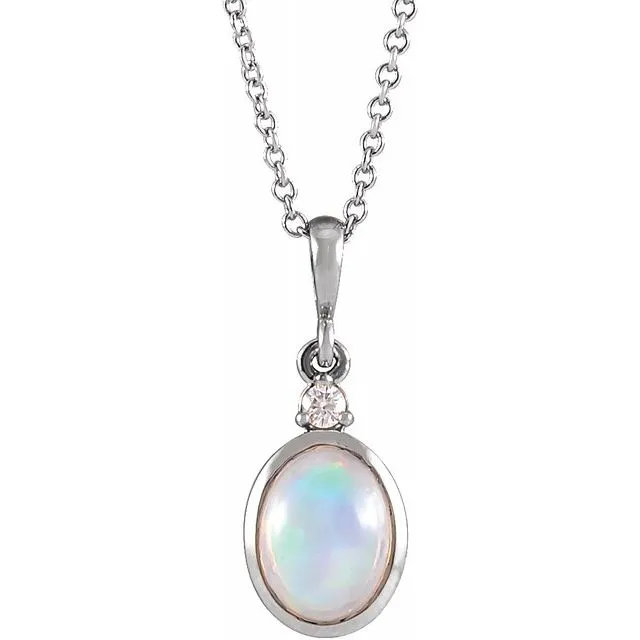 Ethiopian Opal & .015 CT Diamond 16-18" Necklace