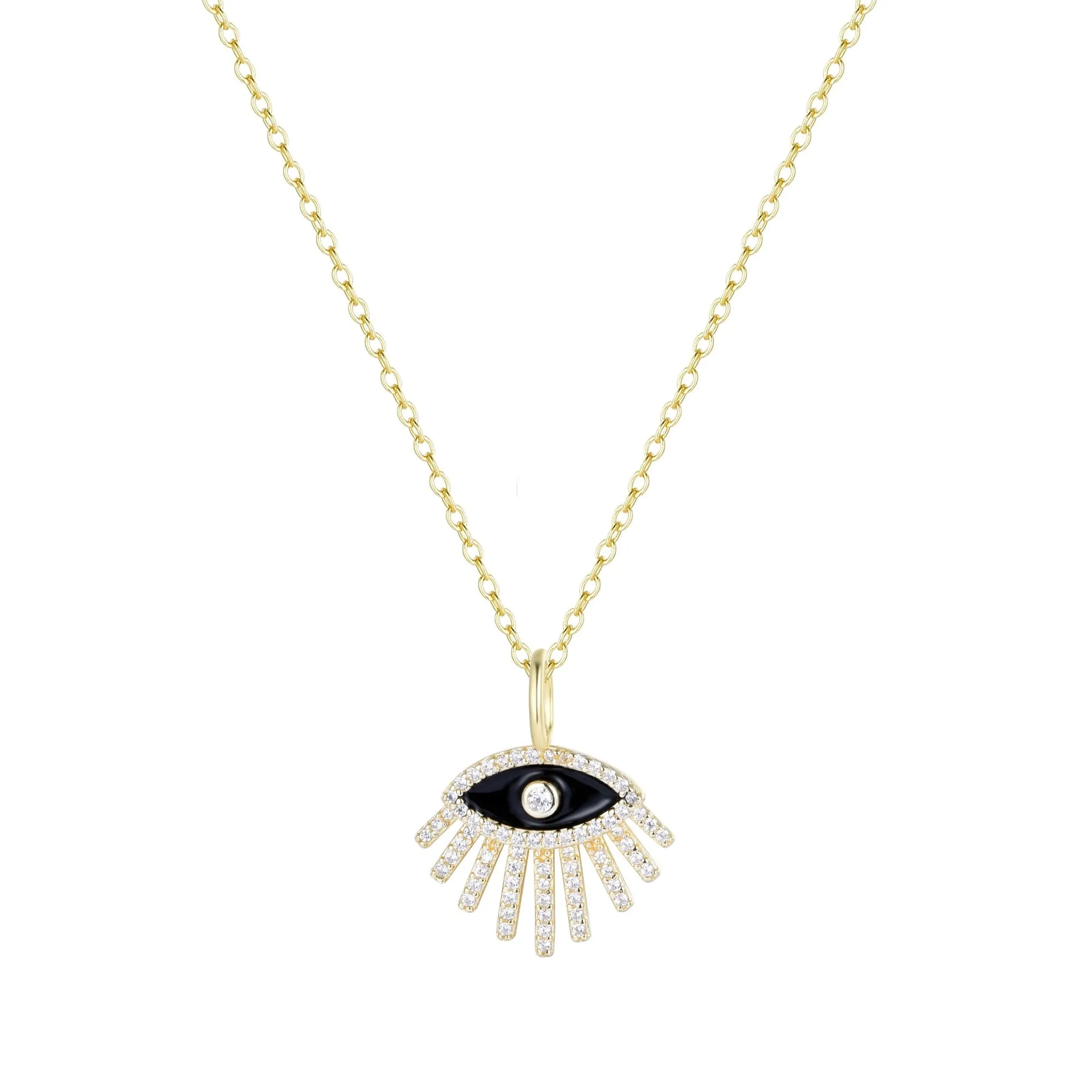 Evil Eye Necklace With Rays and Crystals