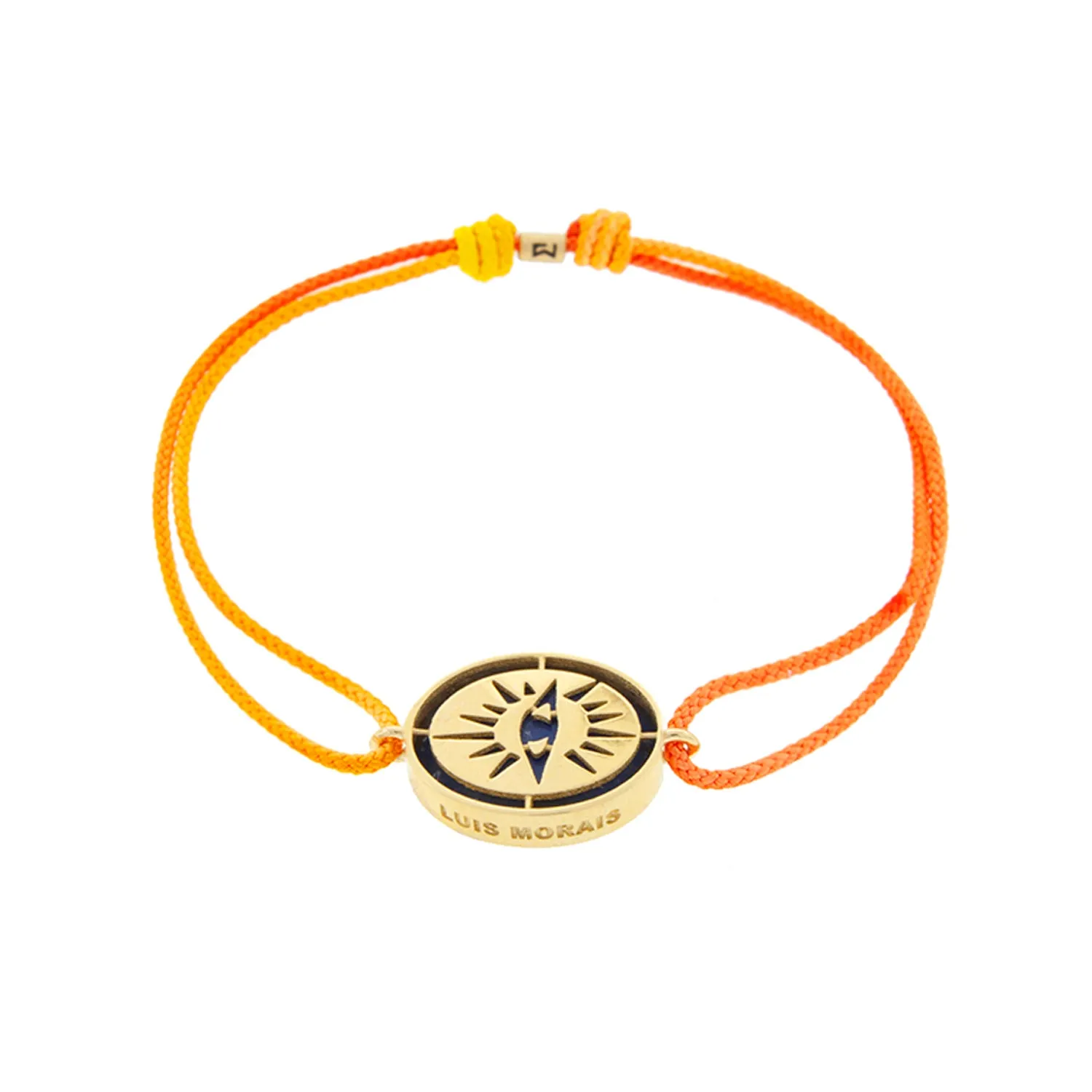 Eye Medallion with Lapis on a Yellow Ombre Cord Bracelet