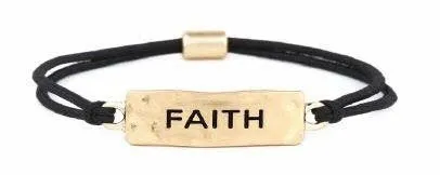 Faith Stretch Band Bracelet Gold