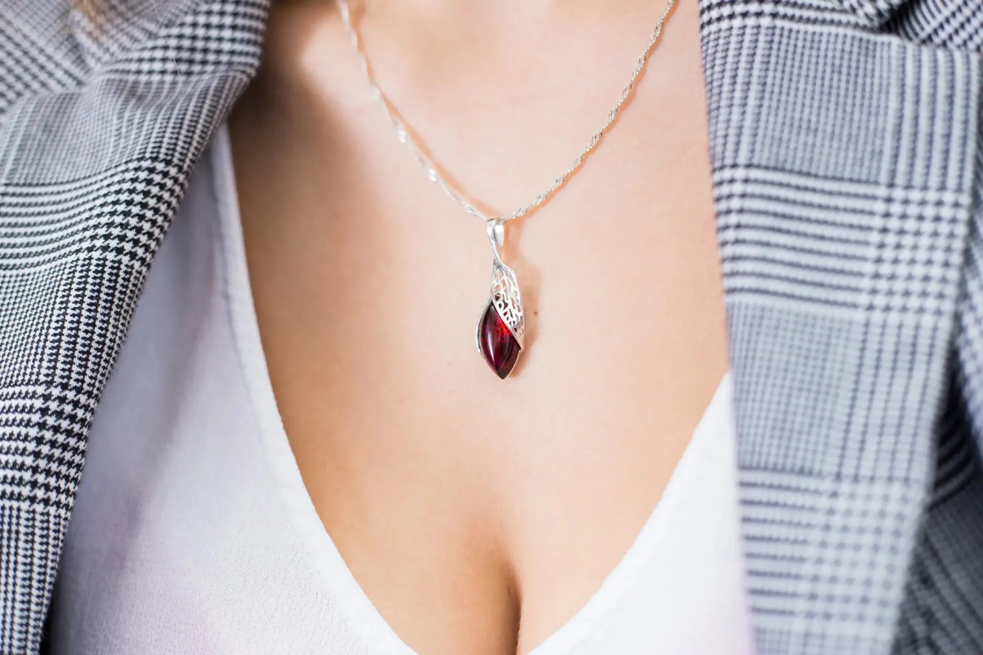 Fancy Top Cherry Amber Pendant