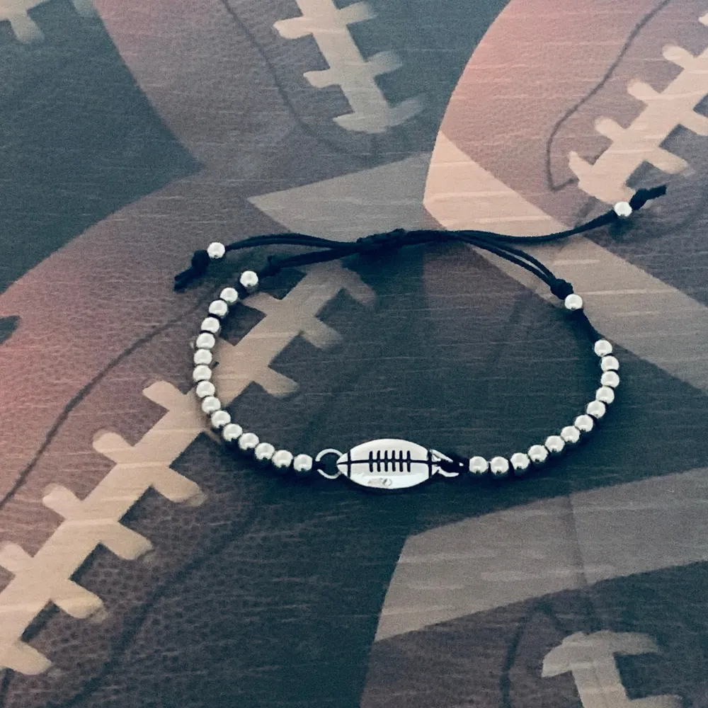 Football Beaded Adjustable Bracelet