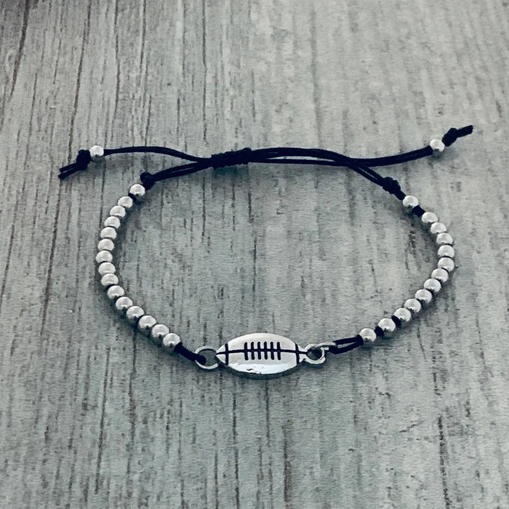 Football Beaded Adjustable Bracelet