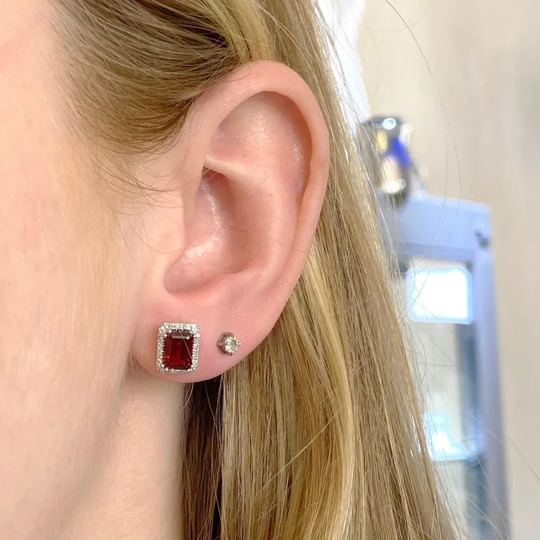 Garnet & Diamond Halo Earrings