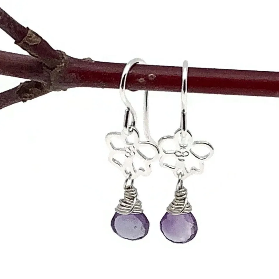 Gemstone Flower Earrings