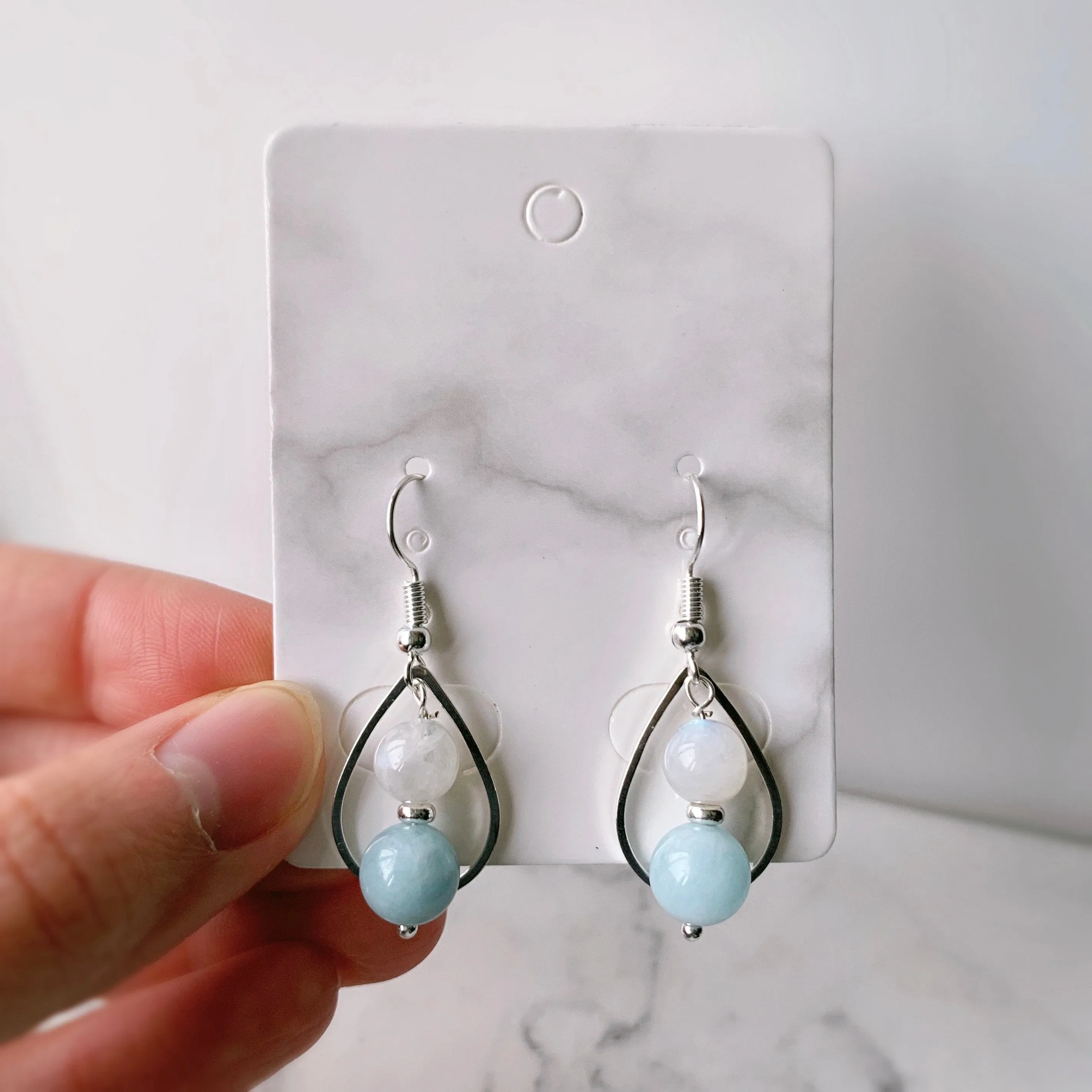 Gemstone Water-drop Aquamarine Earrings