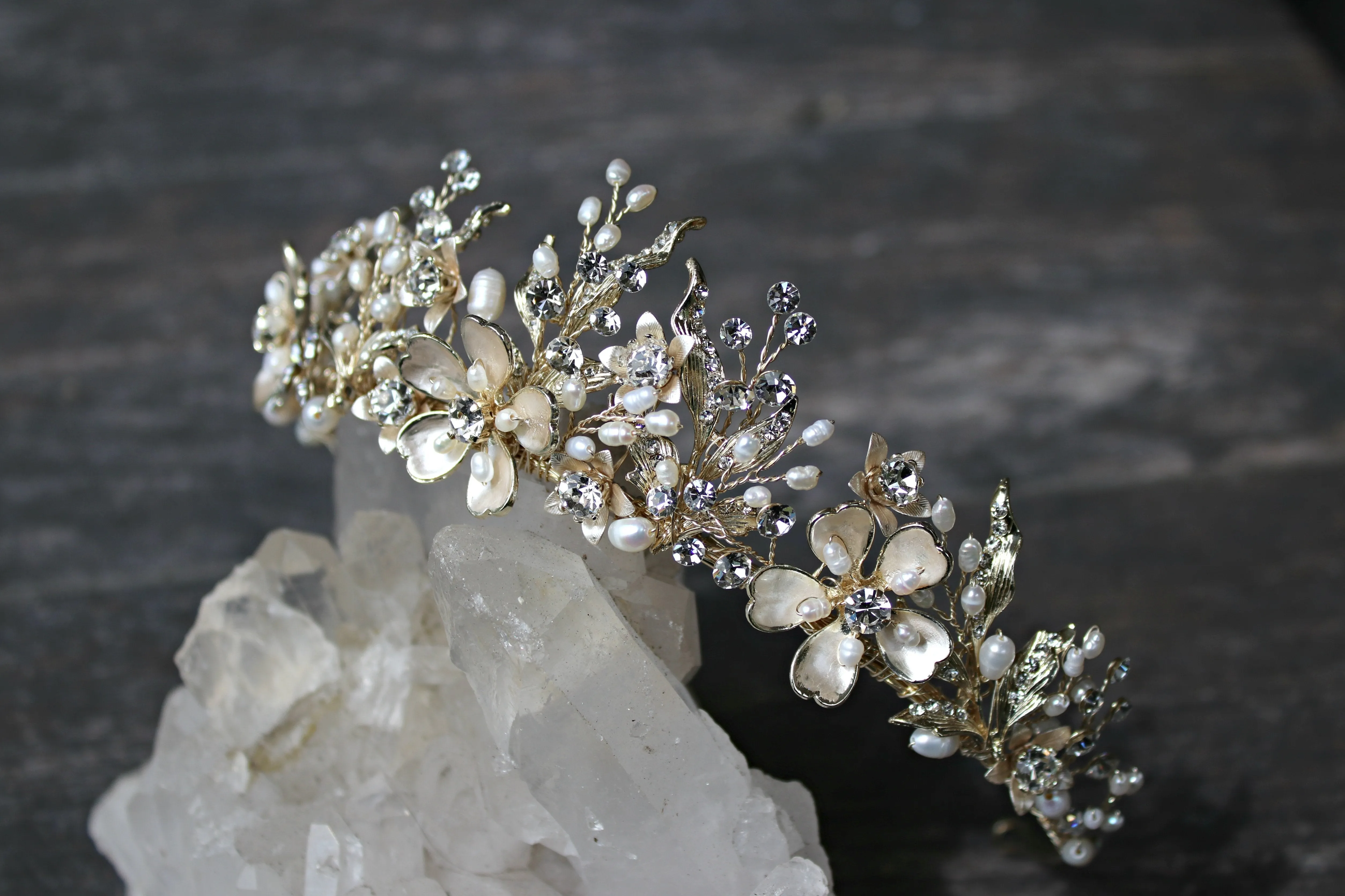 GENEVIEVE Tiara and Earrings Set with Citrine, Blue Topaz and Amethyst Briolettes