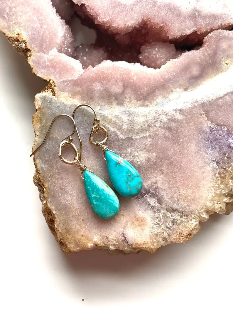 Genuine 14kt Gold Filled Arizona Turquoise Earrings