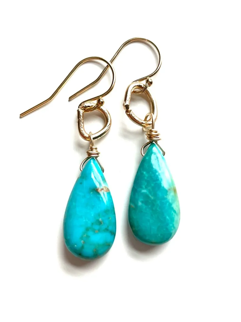 Genuine 14kt Gold Filled Arizona Turquoise Earrings