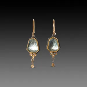 Geometric Blue Topaz Drop Earrings