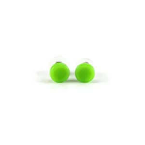 Glass Circle Studs - Lime Green