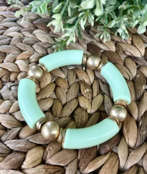 Gold Ball & Tube Bracelet-Mint