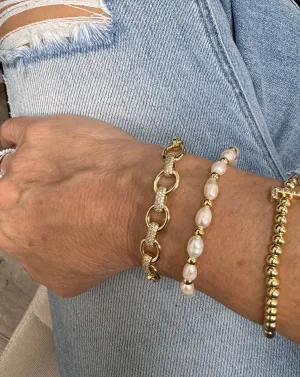 Gold Beaded Fresh Water Pearl Bracelet