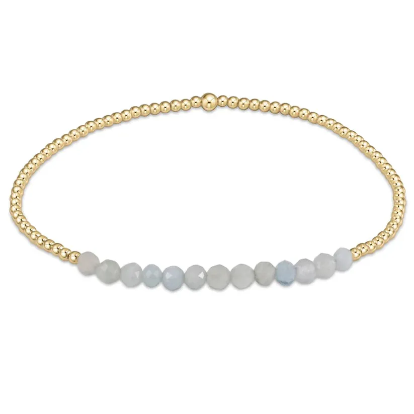 Gold Bliss 2mm Bead Bracelet - Aquamarine