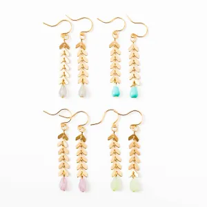 Gold Chevron Earrings With Pastel Beads -WS