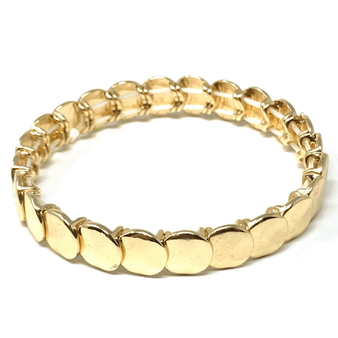 Gold Disc Stacking Stretch Bracelet