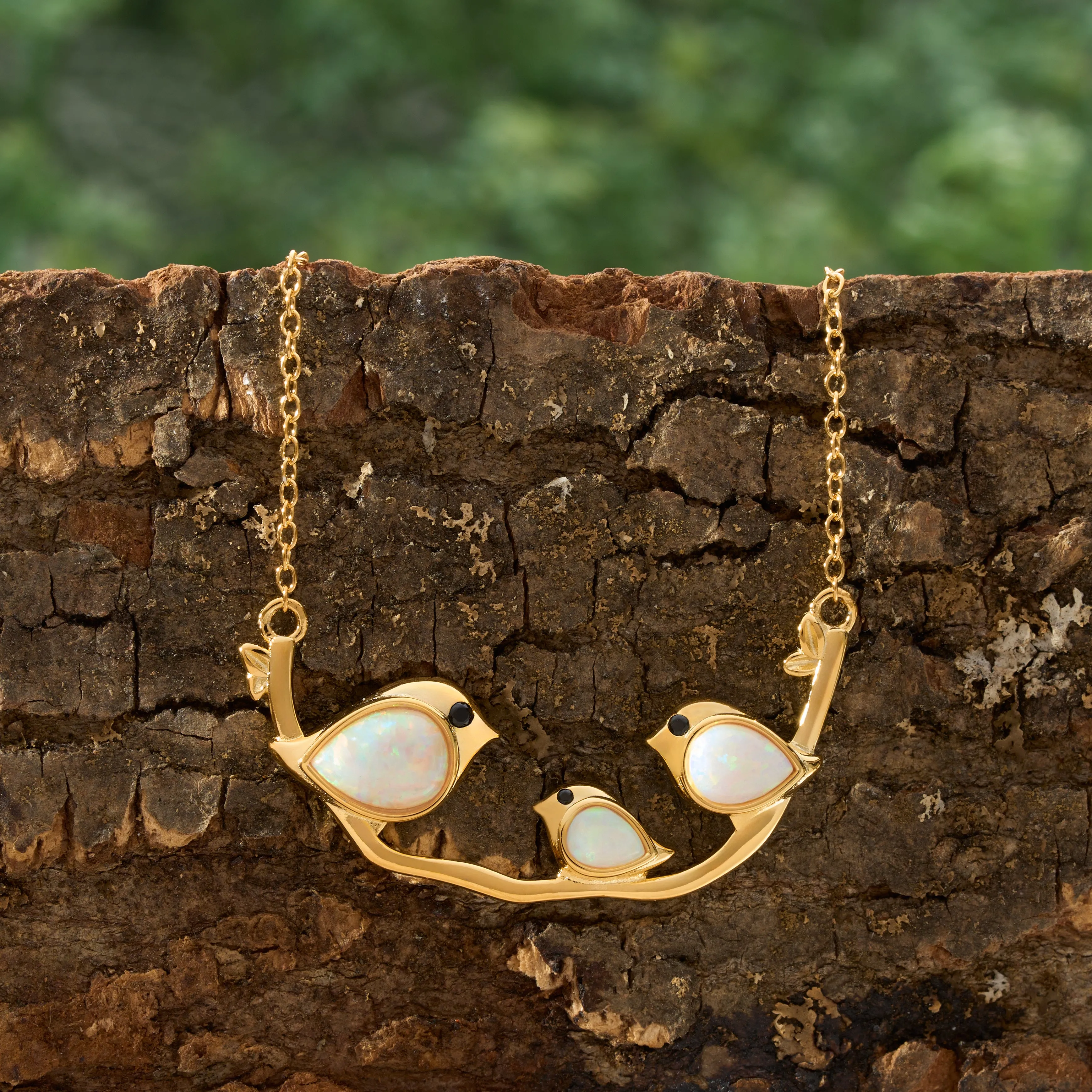 Gold Sterling Silver White Opal Birdie Gift Set