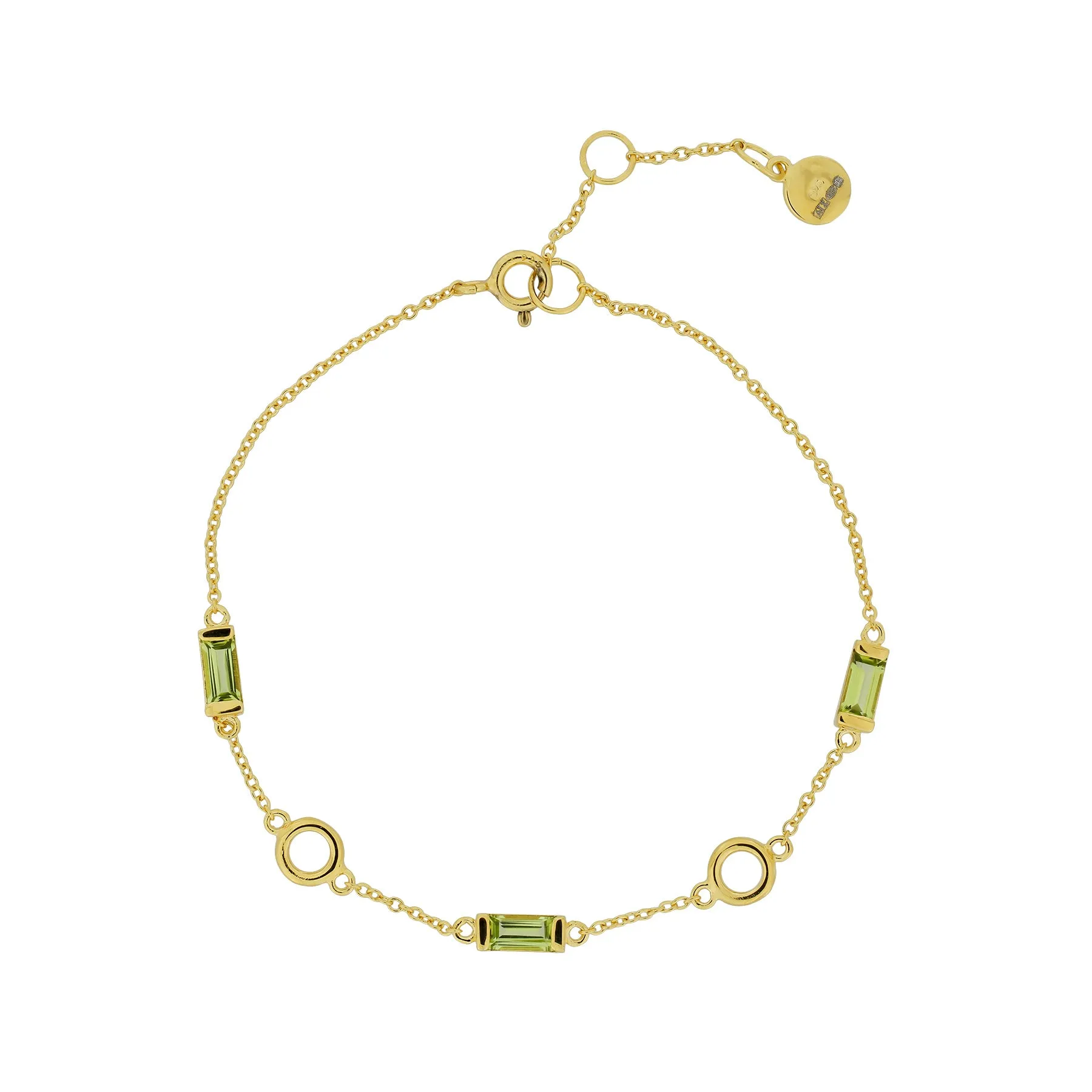 Gold Vermeil Peridot Baguette Bracelet