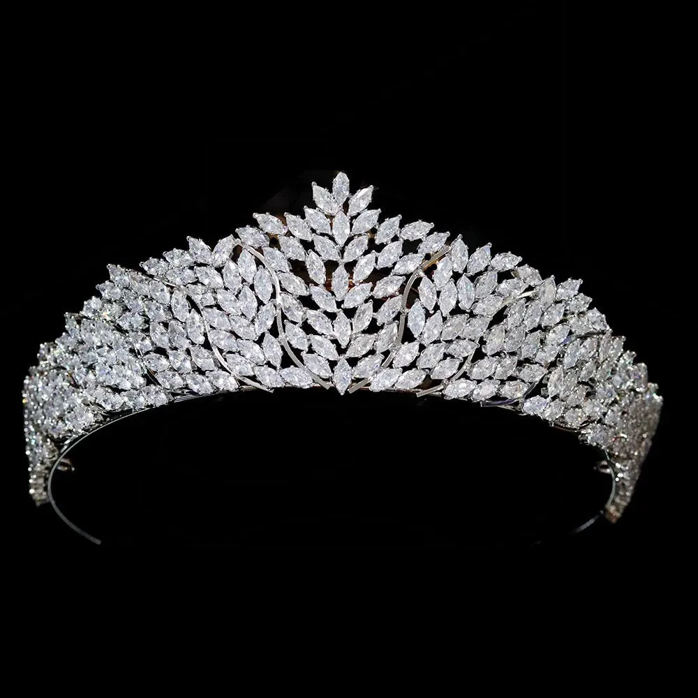 Gorgeous Couture CZ Cubic Zirconia Crystal Bridal Tiara Crown