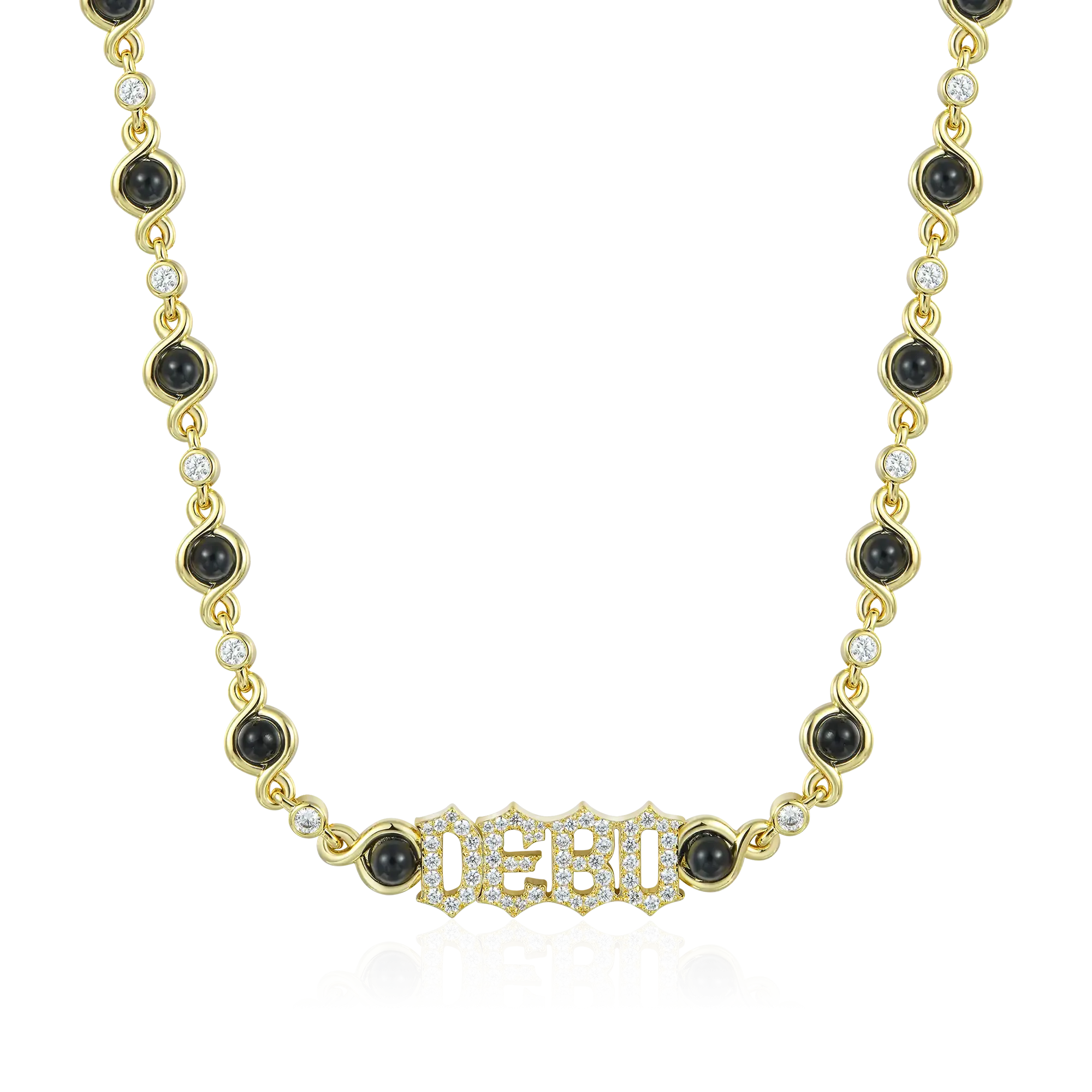 Gothic Font Opal Custom Necklace - 8mm