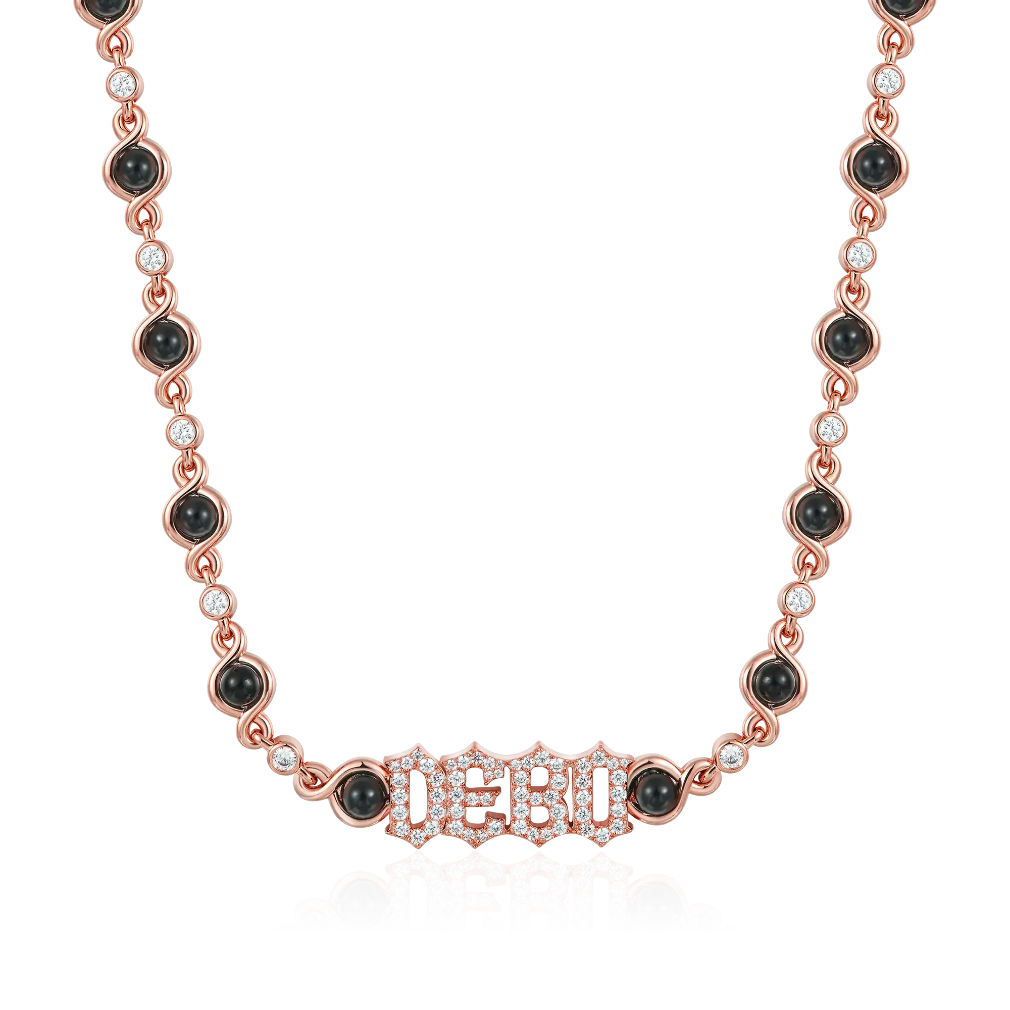 Gothic Font Opal Custom Necklace - 8mm