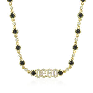 Gothic Font Opal Custom Necklace - 8mm