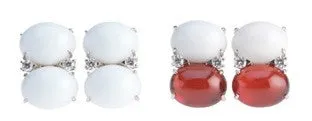 Grande GUM DROP™ Earrings with Pink Topaz and Cabochon Garnet and Diamonds