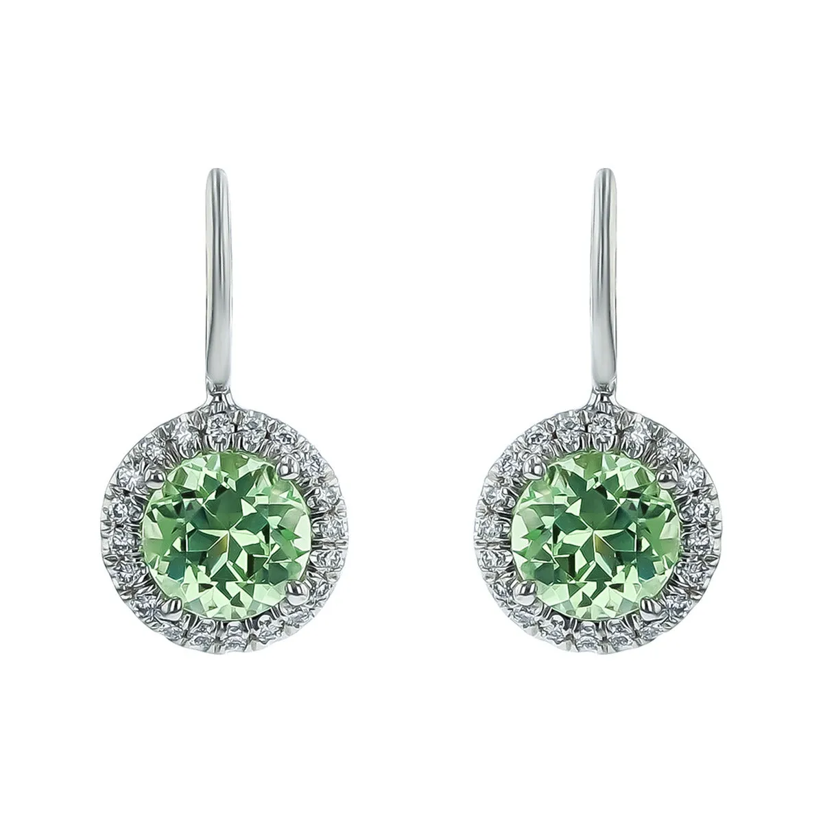 Green Garnet Diamond Earrings