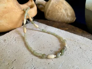 Green Stone & Bone Choker Necklace