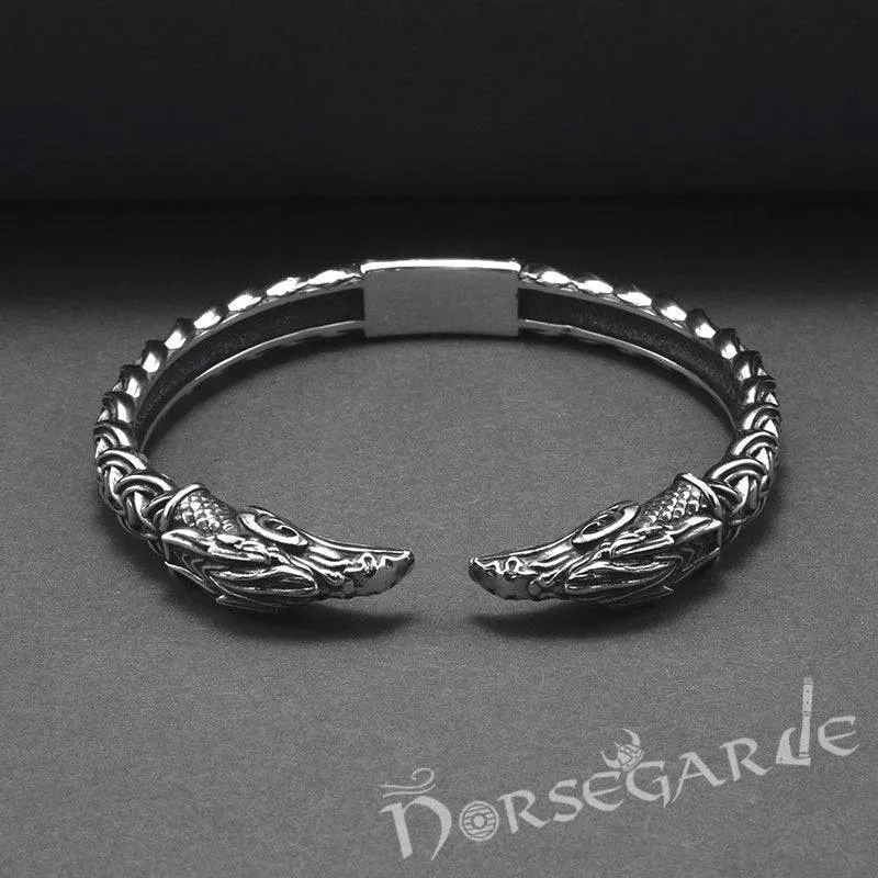 Handcrafted Celtic Raven Torc Bracelet - Sterling Silver