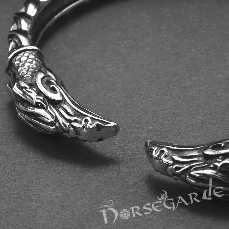 Handcrafted Celtic Raven Torc Bracelet - Sterling Silver