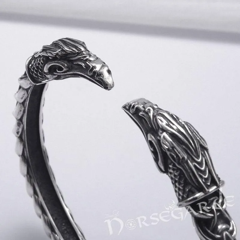 Handcrafted Celtic Raven Torc Bracelet - Sterling Silver