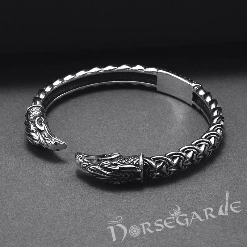 Handcrafted Celtic Raven Torc Bracelet - Sterling Silver