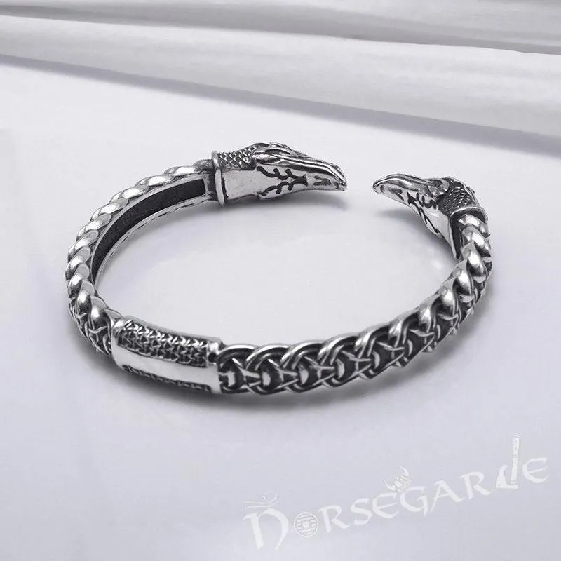 Handcrafted Celtic Raven Torc Bracelet - Sterling Silver