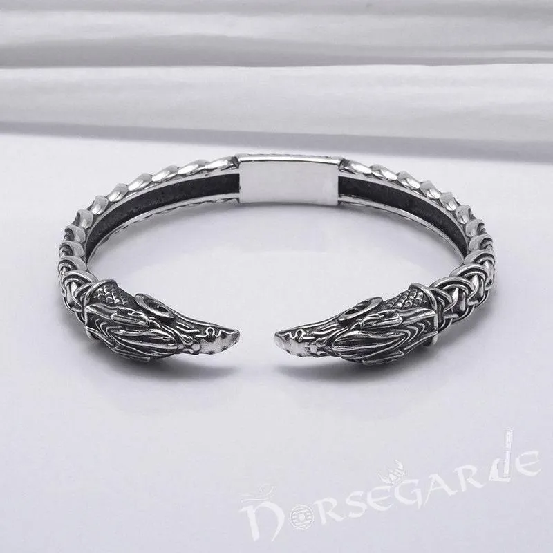 Handcrafted Celtic Raven Torc Bracelet - Sterling Silver