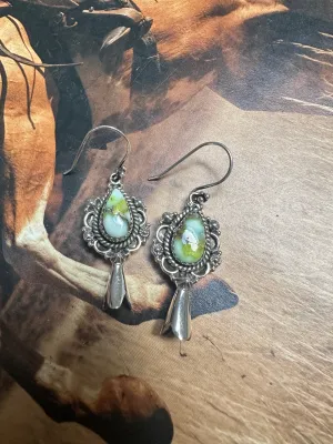 Handmade Sterling Silver & Palomino Turquoise Blossom Earrings style 1