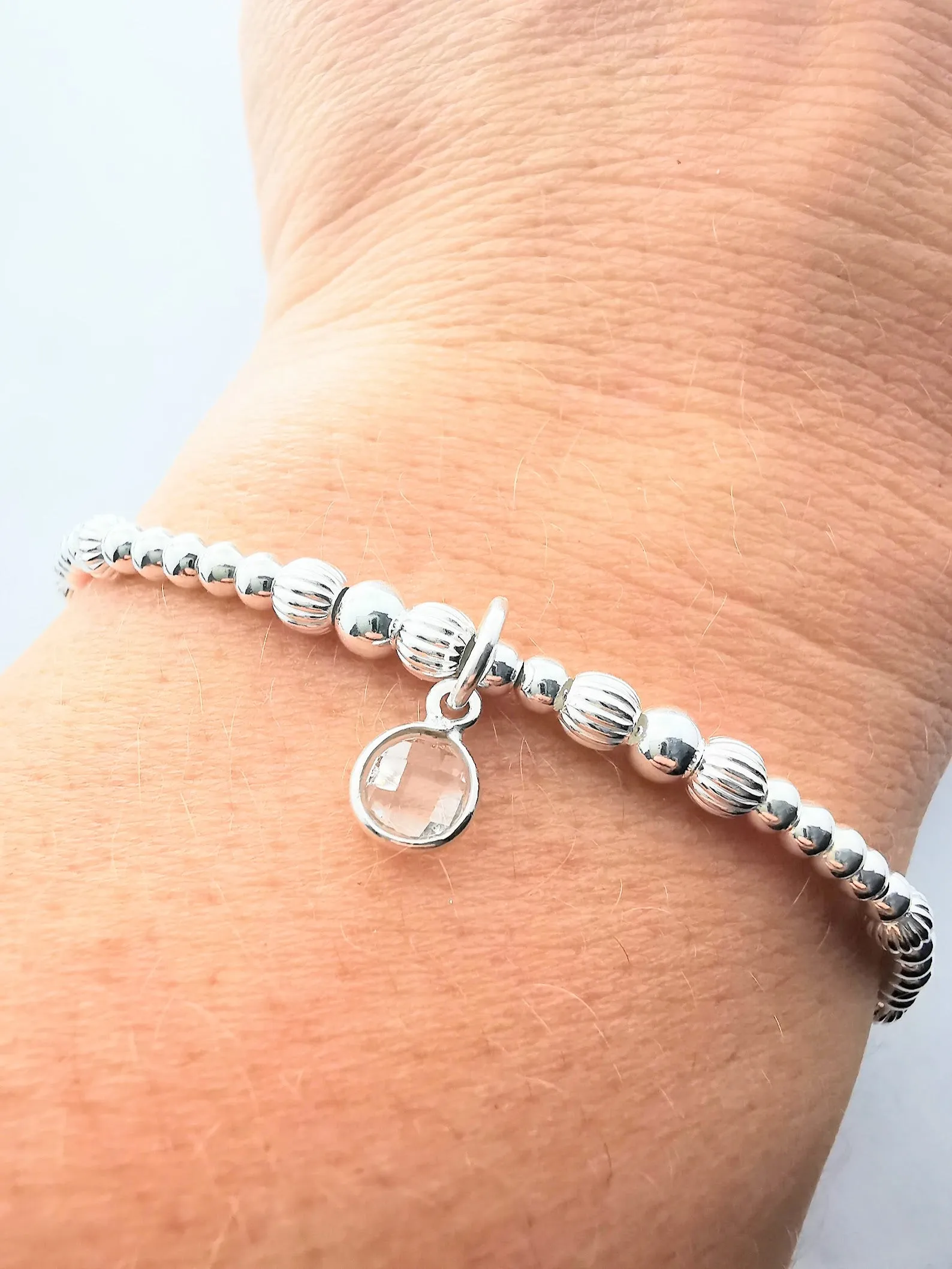 HAVEN Sterling Silver Bead Bracelet with Crystal Quartz