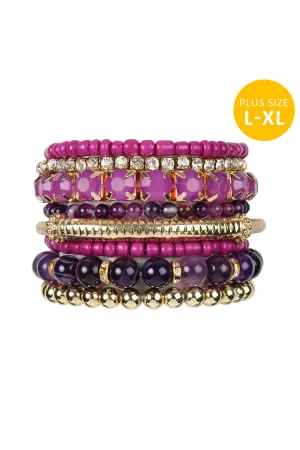 Hdb2269 - Plus Size Stackable Beads Bracelet Set