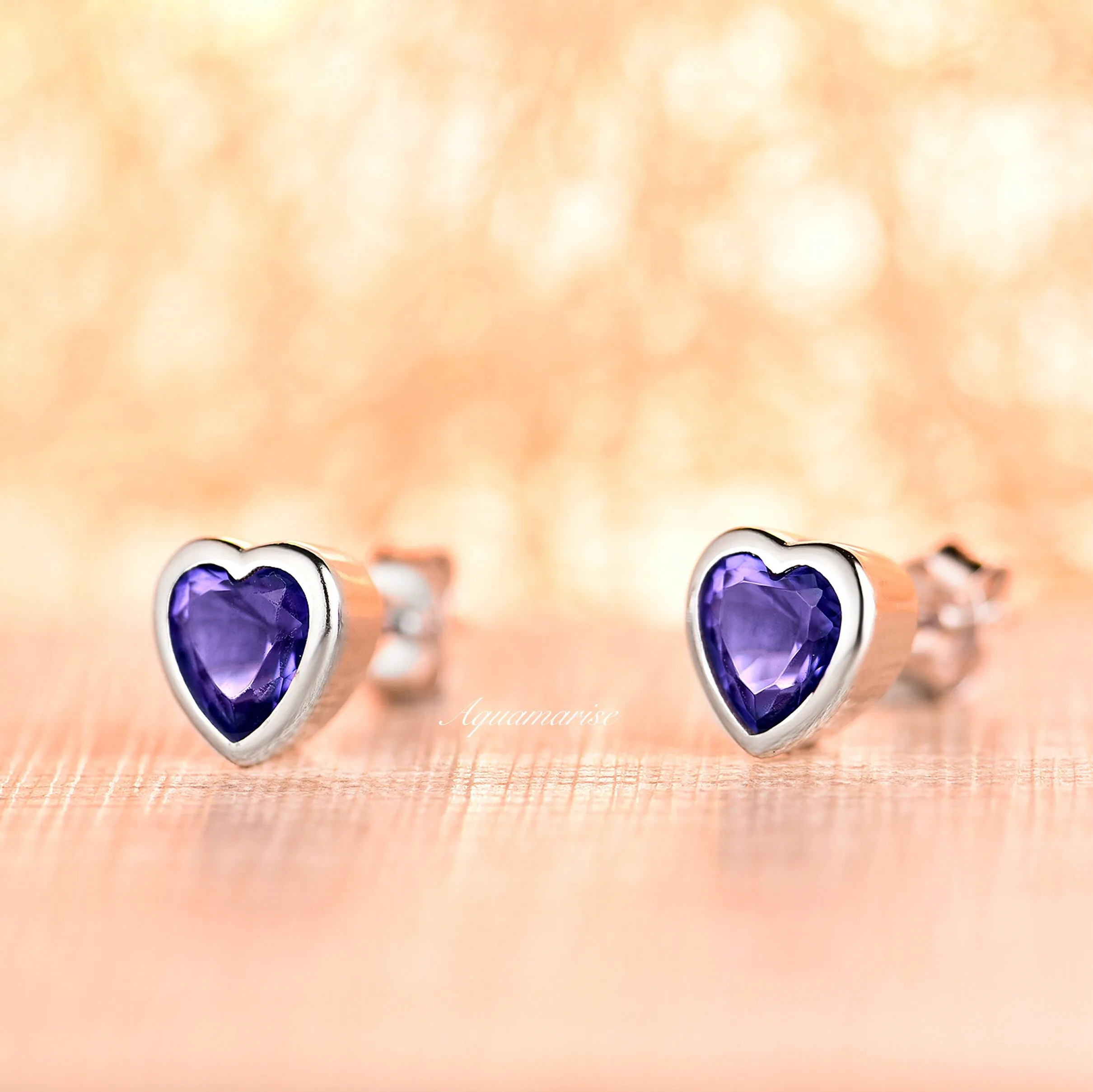 Heart Tanzanite Earrings- Sterling Silver