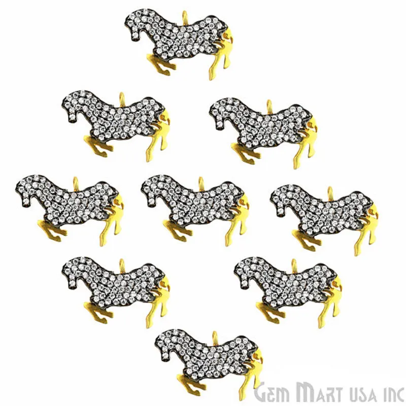 'Horse' CZ Pave Gold Vermeil Charm for Bracelet & Pendants