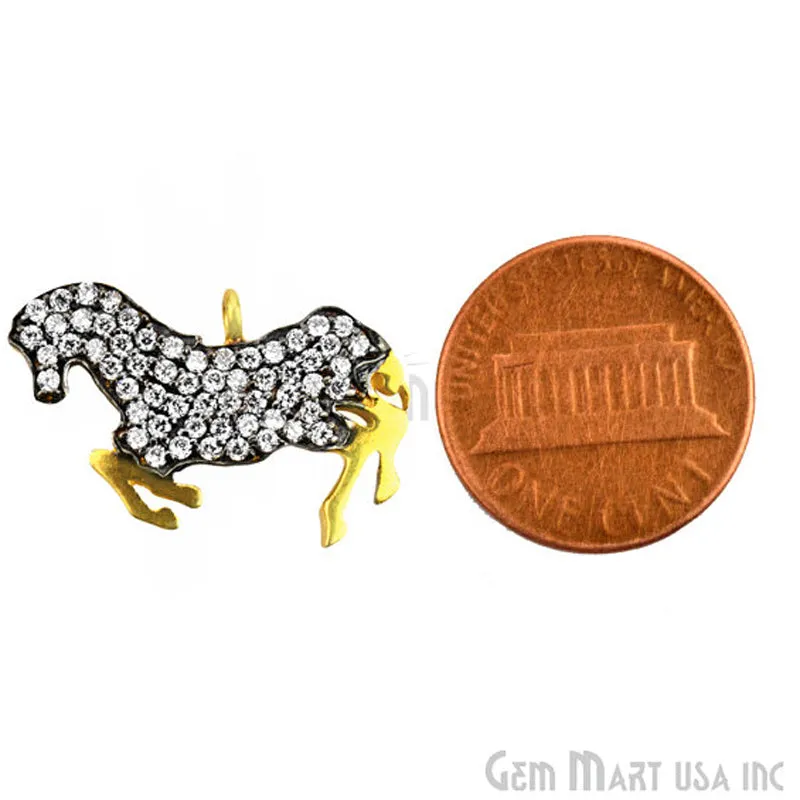 'Horse' CZ Pave Gold Vermeil Charm for Bracelet & Pendants