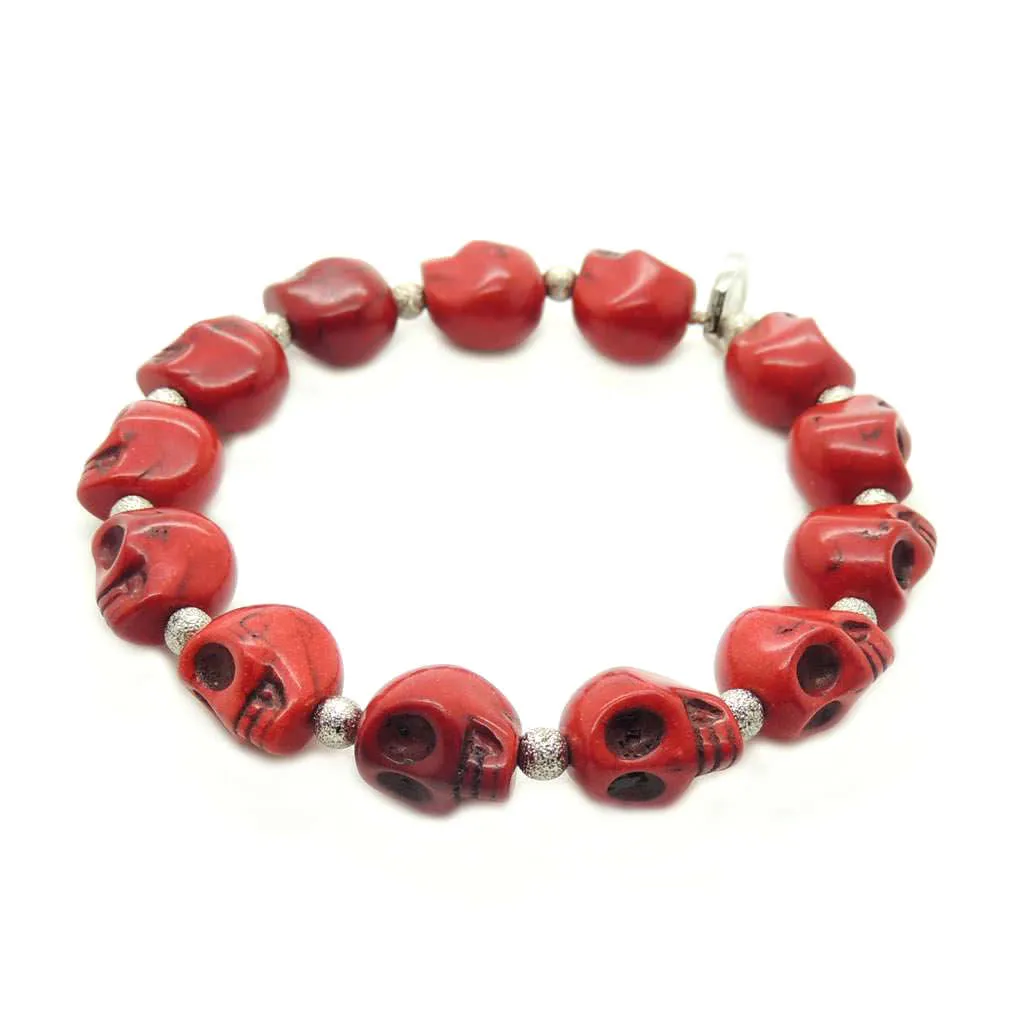 Howlite Skull Charm Bracelet