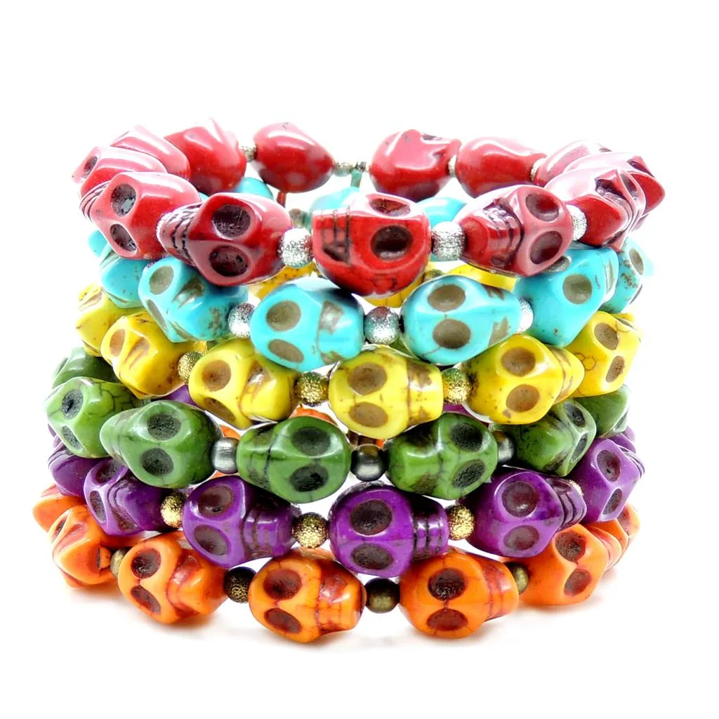 Howlite Skull Charm Bracelet