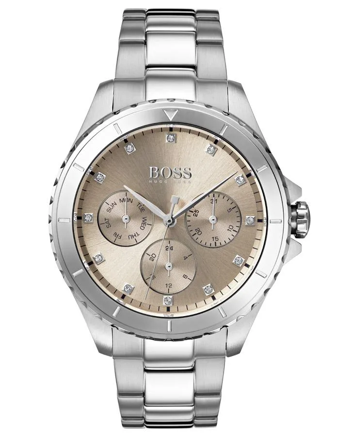 Hugo Boss Womens Premiere Watch - Stainless Steel - Gemstone Markers - Bracelet