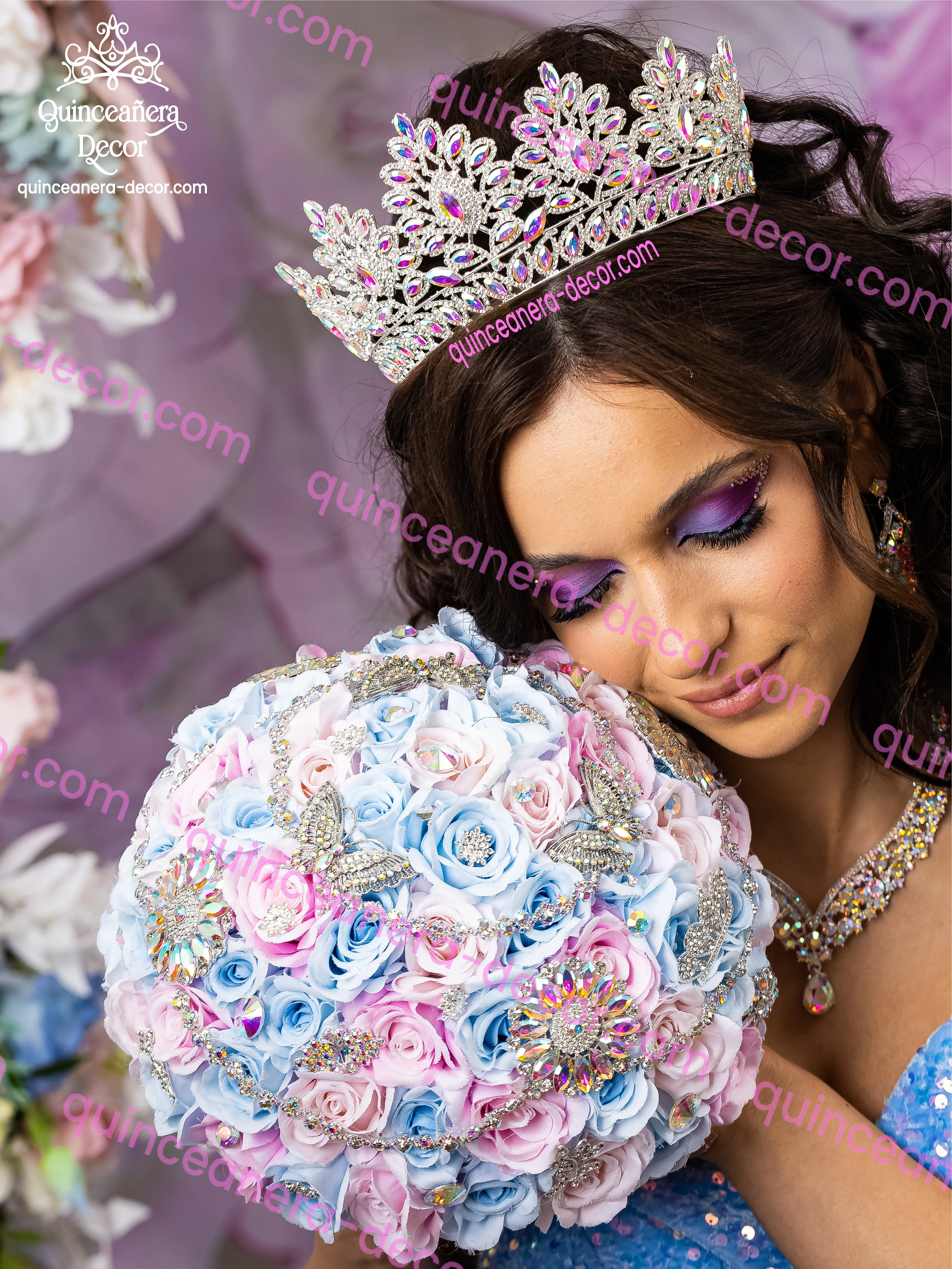 Iridescent Quinceanera Tiara with silver