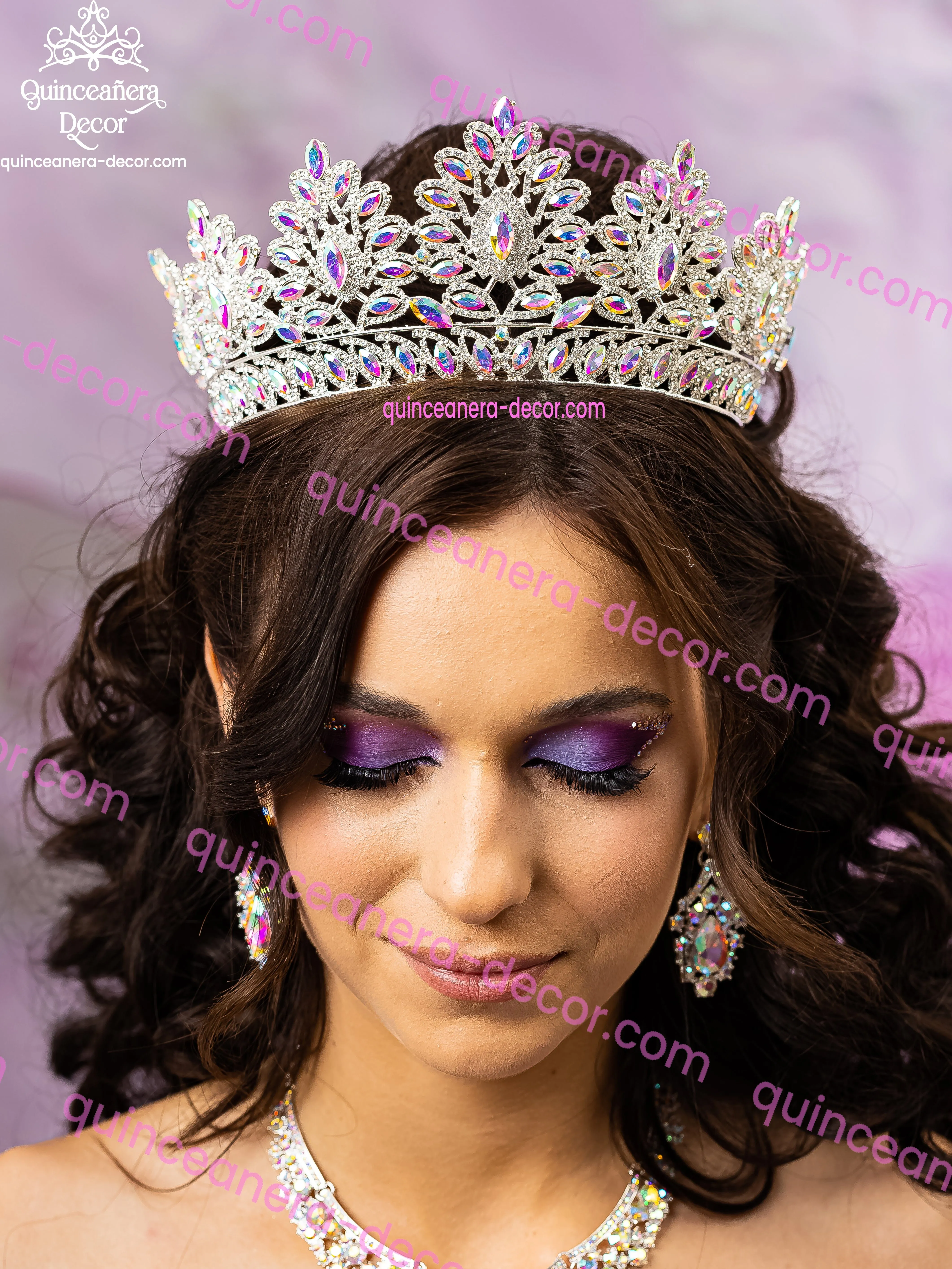 Iridescent Quinceanera Tiara with silver